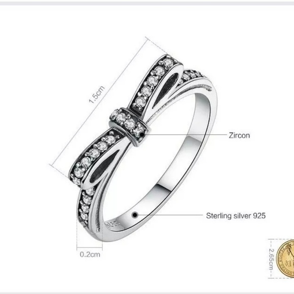 .925 Sterling silver bow ring with zircon pave - Picture 6 of 6